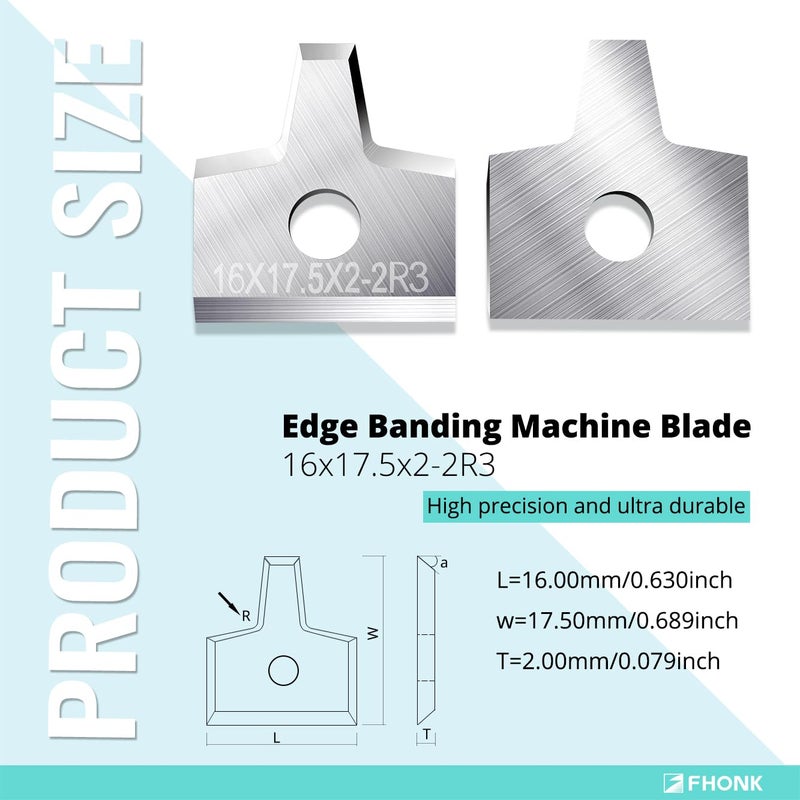 FHONK Woodworking Veneer Edge Trimmer Blades 16x17.5x2.0-2R3 2-Pcs, Chamfer Plane, Edge Banding Cutter, Manual Planer Blade, Burr Scraper for Board & Wood Surfaces (16x17.5x2-2R3, 2-PCS) - Image 2
